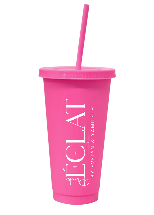24OZ REUSABLE PLASTIC CUPS WITH LID & STRAW
