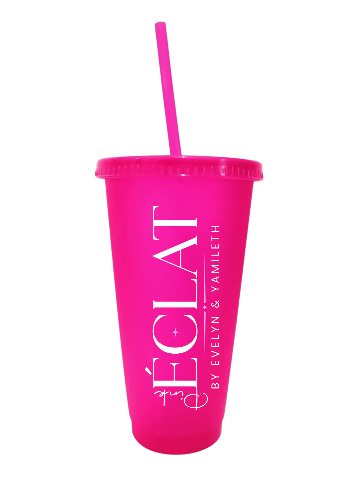 24OZ REUSABLE PLASTIC CUPS WITH LID & STRAW
