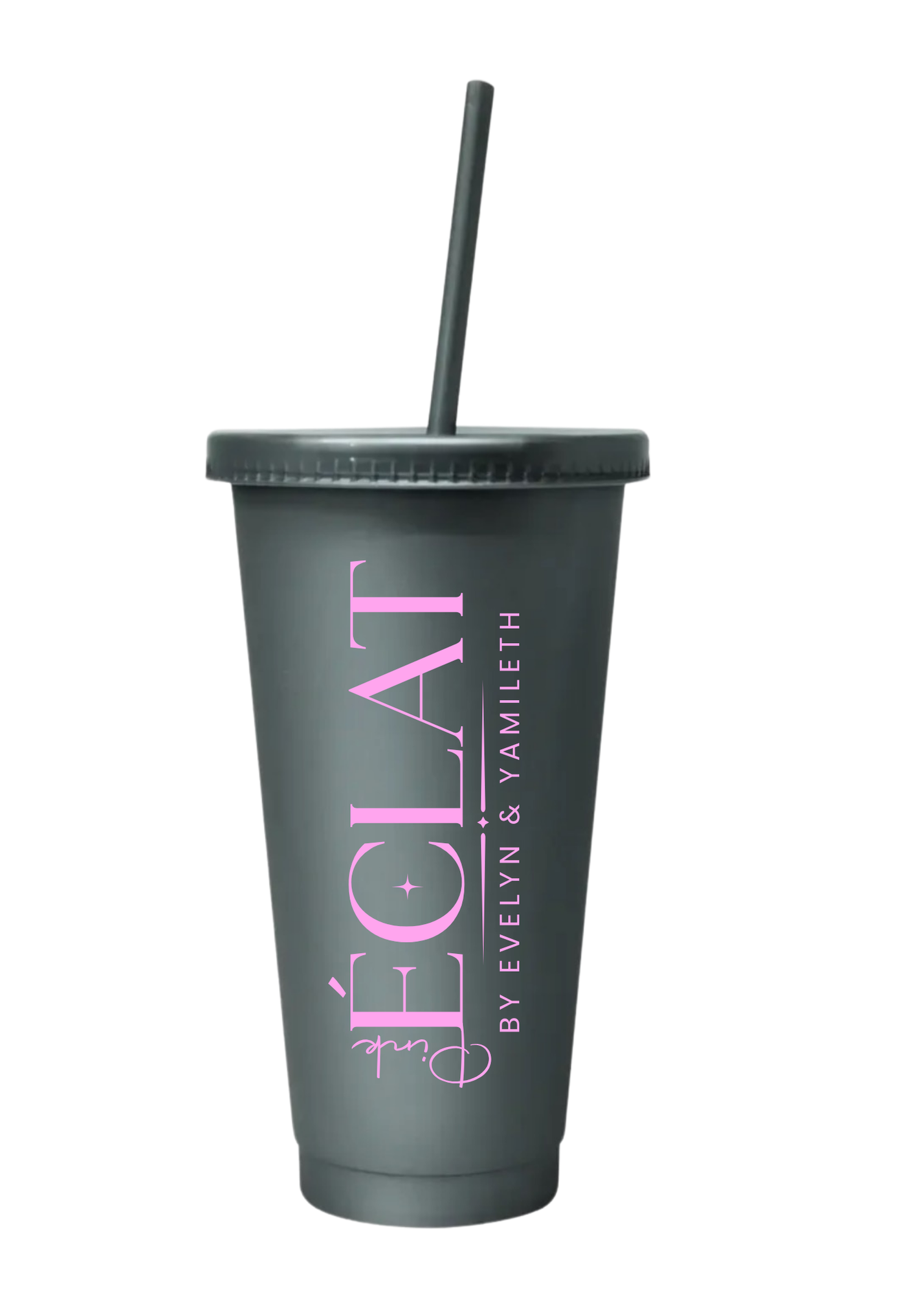24OZ REUSABLE PLASTIC CUPS WITH LID & STRAW