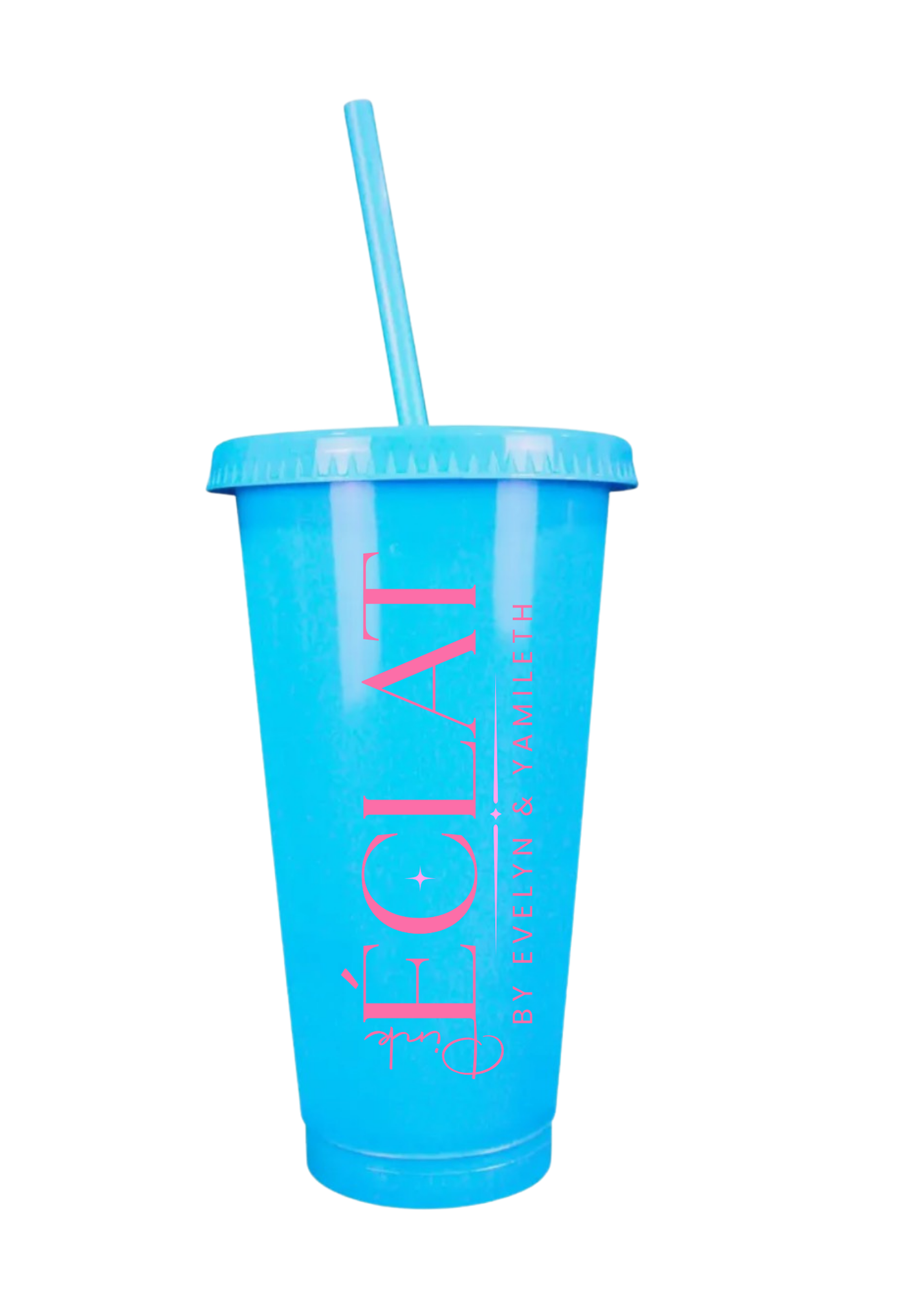 24OZ REUSABLE PLASTIC CUPS WITH LID & STRAW