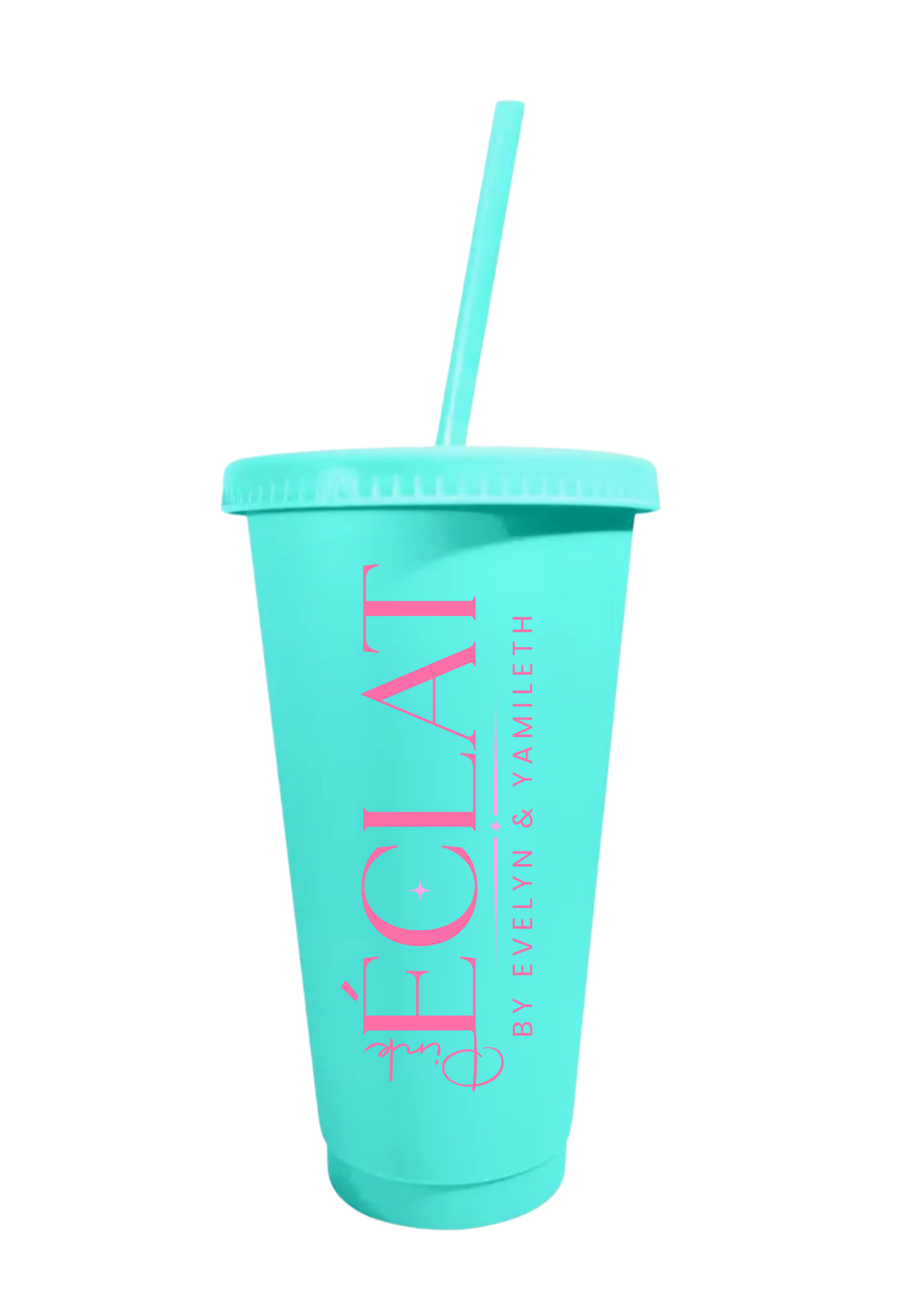 24OZ REUSABLE PLASTIC CUPS WITH LID & STRAW