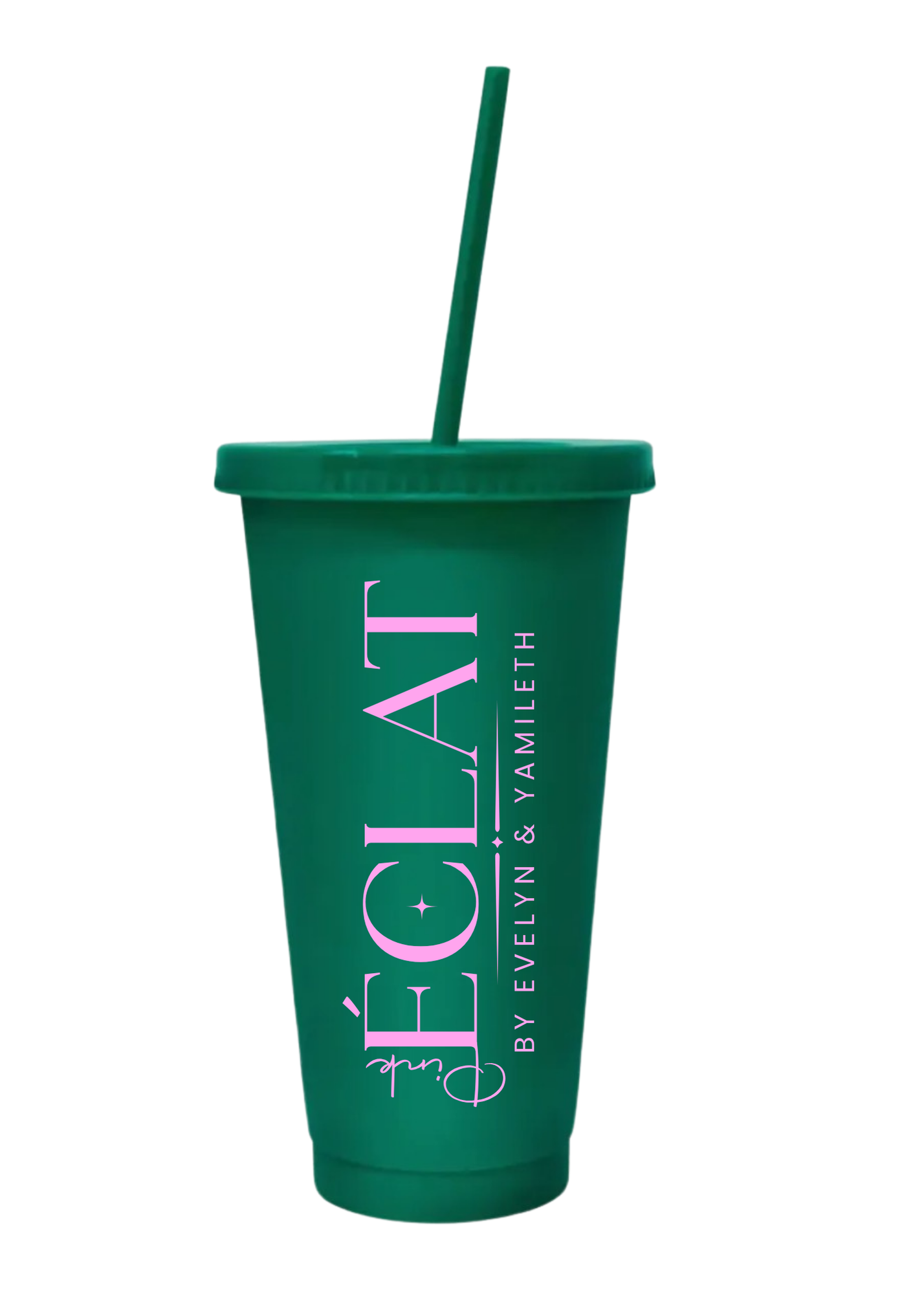 24OZ REUSABLE PLASTIC CUPS WITH LID & STRAW