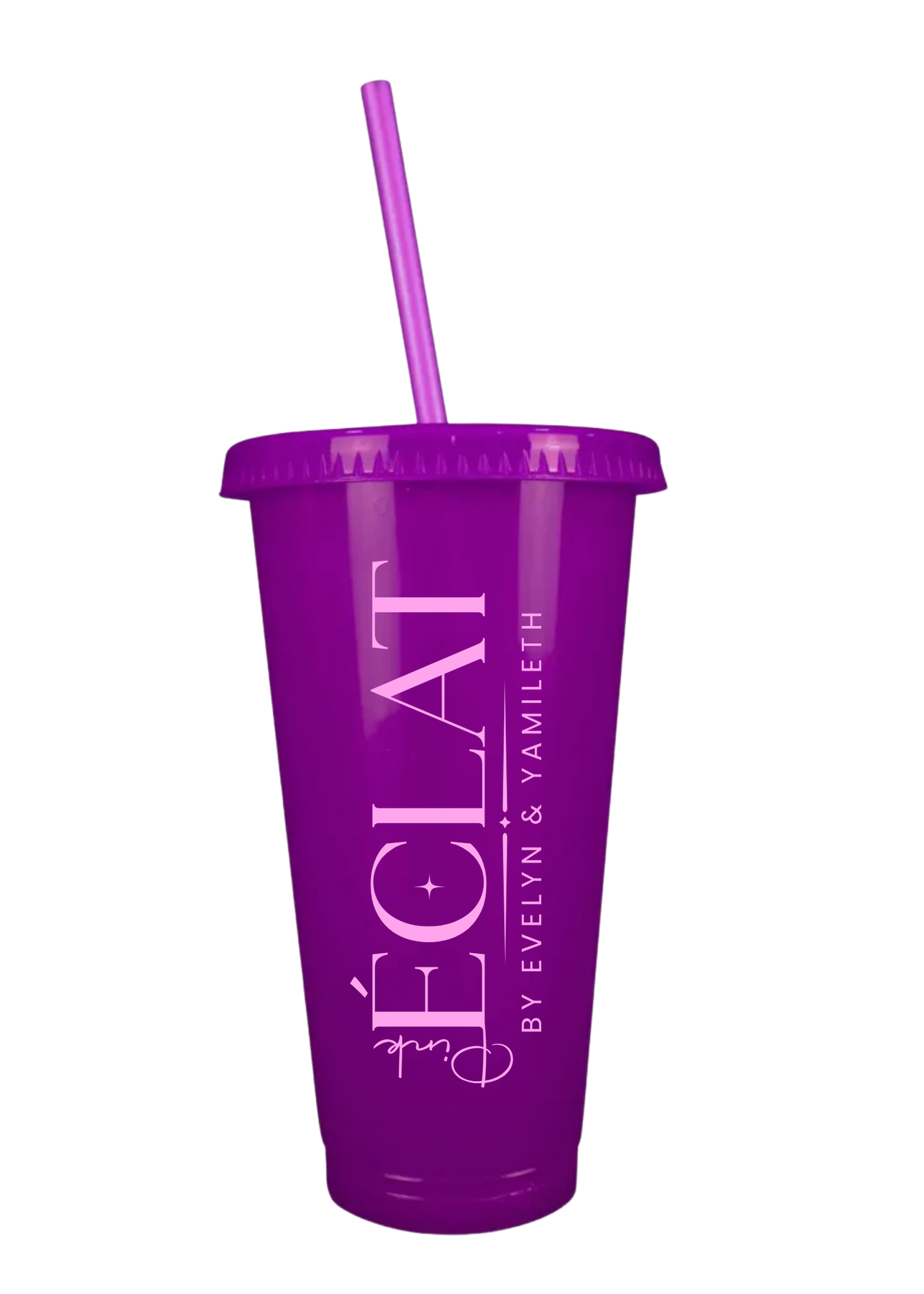 24OZ REUSABLE PLASTIC CUPS WITH LID & STRAW